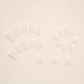 JUSTOTRY 24 Pcs Milky Short Press on Nails Pattern,White French Square Fake Nails,Glossy False Nails Medium for Nails Art,Pretty Squoval Stick on Nails for Women and Teens Gifts