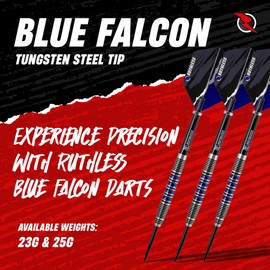 RUTHLESS Blue Falcon Professional Tungsten Steeltip Darts Set in 23g and 25g