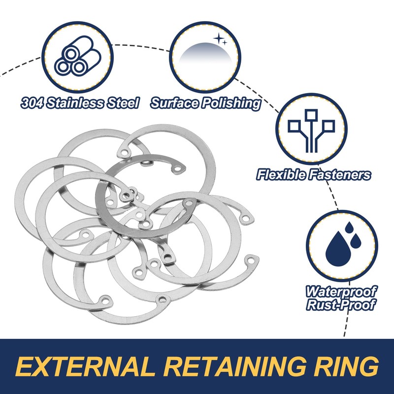 PATIKIL 45mm ID Internal Retaining Rings, 10 Pcs E-Clip Snap