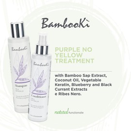 Anti-Gelb-Maske + Shampoo-Kit Bambookì für Blondes und Graues Haar, Neutralisiert Gelbe und Orangefarbene Strähnchen, Mit Kokosnussöl und Bambuskeratin, SLS- und parabenfrei