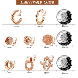 ORAZIO 8 Pairs Clip On Earrings for Women Gold Clip On Hoop Earrings Silver Clip On Stud Earrings Twist Chunky Hoop Earrings Non Pierced Fake Earrings Set-8RG