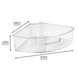 iDesign Lazy Susan 1/4 Wedge Organizer Bin with Handle - Corner Cabinet Organizer - Set of 4 - Clear