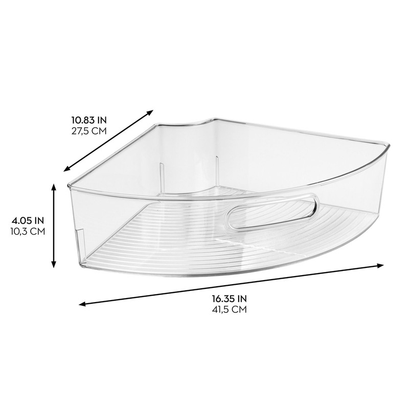 iDesign Lazy Susan 1/4 Wedge Organizer Bin with Handle -