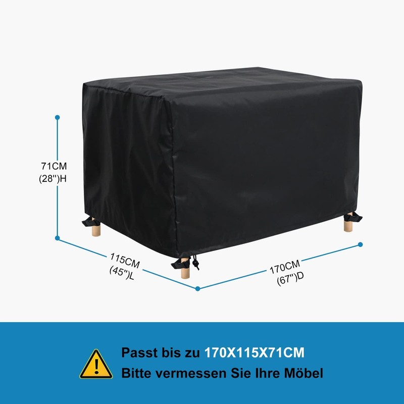 Awnic Tarpaulin Garden Furniture Protective Cover Winter Proof Waterproof Rectangular
