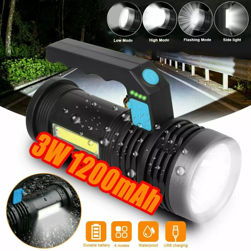 Inkcredibleprinting Super Bright Rechargeable LED Handheld Flashlight Portable Spotlight Searchlight