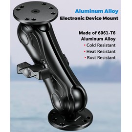 VAZESWIN Aluminum Alloy Electronic Device Mount with 1.5" Ball Round Plates, 5.7" Medium Arm Fish Finder Mount Tablet Holder, C Size Marine Electronic Mount for Garmin, Lowrance, Humminbird and More