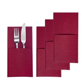 Westmark Cozy Cutlery Bags - Set of 4 Cutlery Holders Elegant Cutlery Covers Table Decoration Ideal for Dining Table Home or Catering - Polyester Red