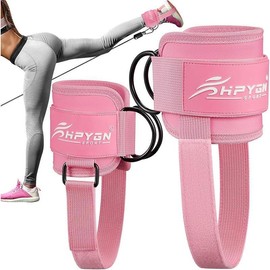 Ankle Strap for Cable Machine, Padded Ankle Straps for Cable Machine Kickbacks, Glute Workouts, Leg Extensions, Curls, Booty Hip Abductors Exercise, Adjustable Comfort Ankle Cuff for Gym - Color: 1Pair-Pink