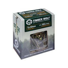 Timber Wolf TW50050 Woodscrews - 5.0 x 50mm - Box of 100, Zinc & Yellow (Gold)