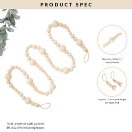 Sageinthyme Wooden Beaded Prayer Beads Garland |Farmhouse, Home Prayer Beads Décor | Boho Decorations Wall Hanging | Rustic Country | 4ft