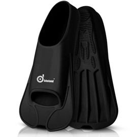 Odoland Swimming Fins Training Fins for Adults and Children Short Adjustable Diving Fins Men and Women for Training in Swimming or Snorkelling, Black, S: 37-39