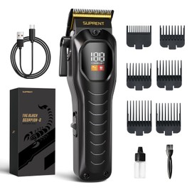 SUPRENT Mens Hair Clipper-Rechargeable Hair Cutting Kits with LED Display, Cordless Hair Clipper for Home Use & Barbers (Black)