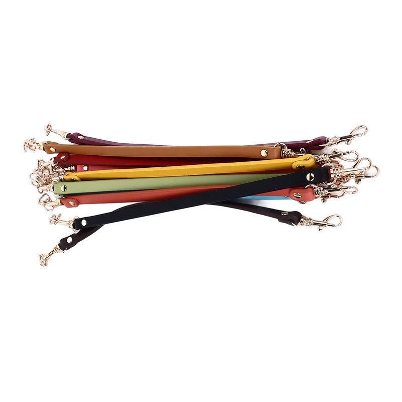 10Pcs Leather Bag Handles 12.2in Long 0.4in Wide Cattlehide Metal