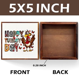 Funny Thanksgiving Decorations Fall Decor Turkey Wooden Box Sign Desk Decor Farmhouse Coffee Bar Office Home Bedroom Living Room Kitchen Rustic Wooden Block Sign for Bookshelf Tabletop Wall