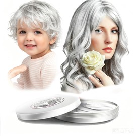 HAIOLORPRO White Hair Color Wax, Washable Temporary Hair Color Dye for Kids, Natural Instant Color Wax Hairstyle Cream Hair Pomades for Women & Men Party Cosplay Halloween（White）