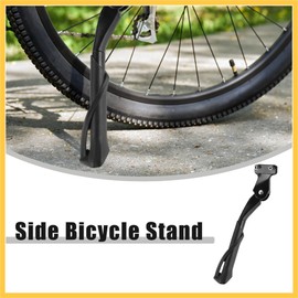 BULLSPANN Bicycle Stand Adjustable Bicycle Stand Fit 20-22 Inch Bicycle, Center Two Holes, Anti-Slip Side Stand for Mountain Bike, E-Bike, Trekking