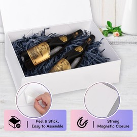 Anscher 1 Pack Magnetic Gift Boxes with Ribbon Large Size 12.5x8.5x4 Inch, Premium White Rigid Gift Boxes with Lids for Presents Bridal Proposal, Christmas, Baby Shower, Birthday and Graduation