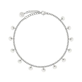 Good.Designs Women's Bracelet with Plaque with 12 Small Circles, Stainless Steel, Silver