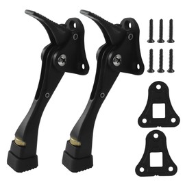 PHITUODA 2 Pack Kickdown Door Stopper, 4 Inch One Touch Adjustable Height Heavy Duty Door Holder, Rubber Tip Wall Protectors for Wide Doors/Heavy Doors(Black)