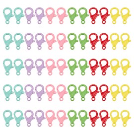 PH PandaHall Colorful Lobster Claw Clasps, 60pcs 6 Colors Alloy Necklace Fastener Hook Bracelet Clips Closures Jewelry Clasp Connectors End Chain Clasps for DIY Waist Chain Jewelry Crafts, 12.5mmx8mm