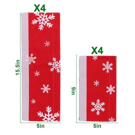 LimBridge Christmas Refrigerator Door Handle Cover, Design with Snowflakes, Two Sizes Red 8pcs Handle Cover for Kitchen Fridge, Microwave, Dishwasher Handle Decorations