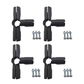 4 Pcs Black 4-Way Pipe Clamp,Fit for 1 Inch (25.4 mm) OD Steel Pipe,Chain Link Fence Clamps, Steel End Rail Clamps, Galvanized Fence Pipe (Bolts/Nuts Included) for DIY Rack, Shelf and Cart