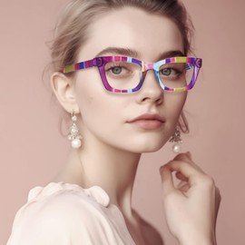 SIGVAN 6 Pack Oprah Style Reading Glasses Blue Light Blocking Square Computer Spring Hinge Readers for Women (6 Mix-1, 3.5, multiplier_x)