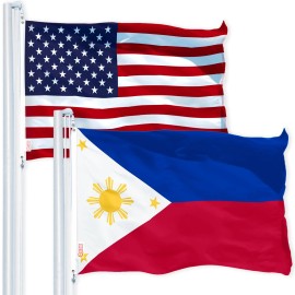 UD_G128 Combo Pack: USA American Flag 3x5 Ft 150D Printed Stars & Philippines Flag 3x5 Ft 150D Printed
