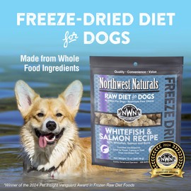 Northwest Naturals Freeze-Dried Whitefish & Salmon Dog Food - Bite-Sized Nuggets - Healthy, Limited Ingredients, Human Grade Pet Food, All Natural - 12 Oz
