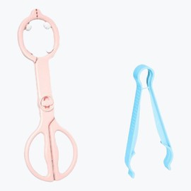 Pinza para biberón, pinzas antideslizantes para biberón, soporte para biberones de silicona para bebé, diseño de tijera multifuncional resistente a altas temperaturas, color rosa