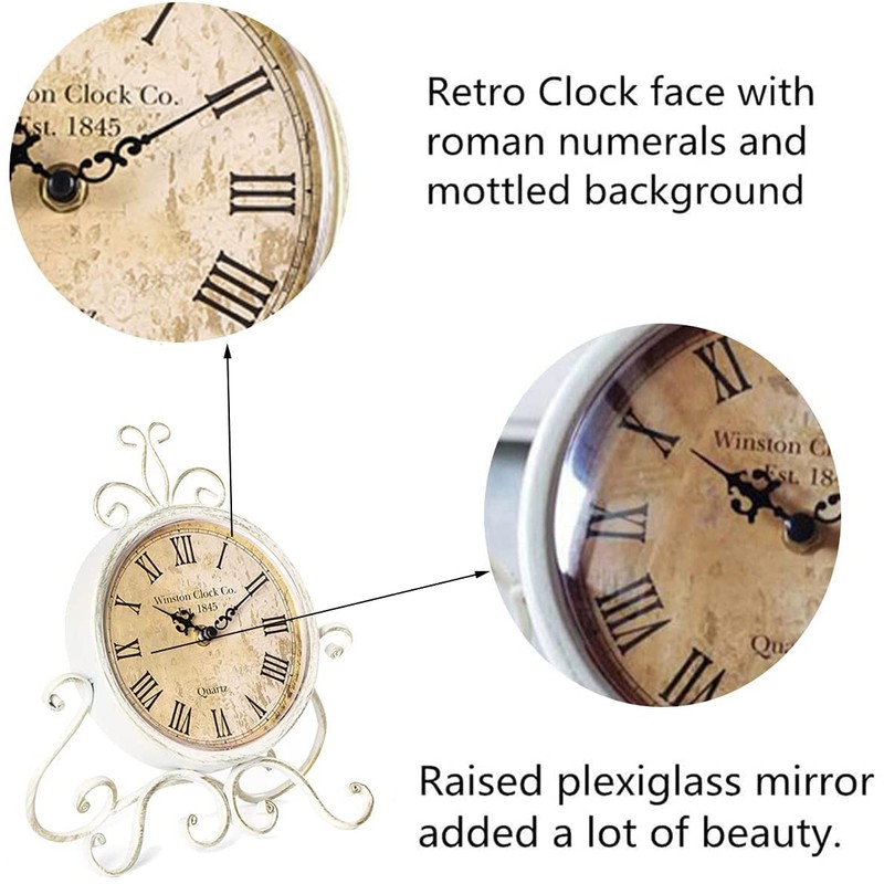 HZDHCLH Retro Silent Roman Table Clock for Living Room Bedroom