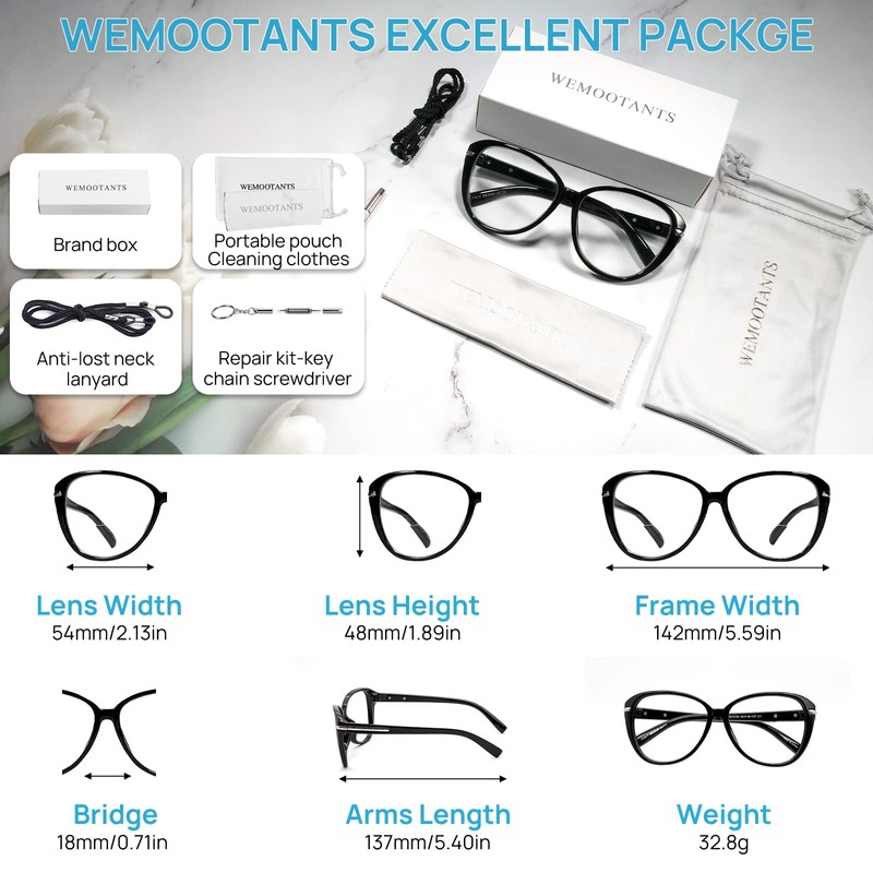 WEMOOTANTS Strong Magnification Power Reading Glasses 6.00 Womens Butterfly Readers