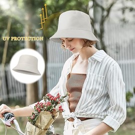 AVENAT Unisex Bucket Hat Reversible Men’s Women’s Sun Hat Fisherman Hat for Camping, Football, Hiking, Beach Summer Festivals Fishing Plain Size 56-58cm (Beige Cream)