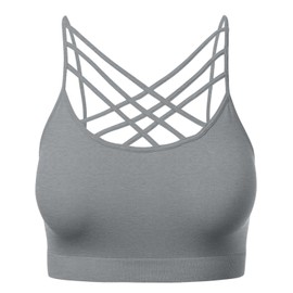 brasier deportivo para mujer con tirantes cruzados, tipo bandeau sin varillas, sin aros, 102-heather Grey-1, CH-M