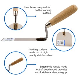 Toolty Stainless Steel Stucco Trowel, Wall Putty Trowel, Plastering Trowel, Finishing Trowel - 30x160mm - for Brickwork and Plastering - Wooden Handle - DIY - TLTY-0710