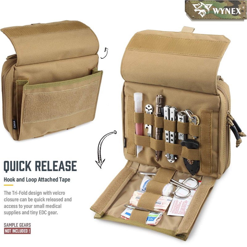 WYNEX Tactical Molle Admin Pouch of Tri-Fold Open Design, Molle
