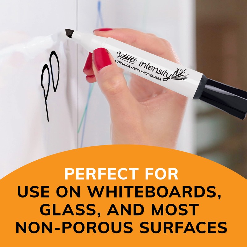 BIC Intensity Black Low Odor Dry Erase Markers, Chisel Tip,