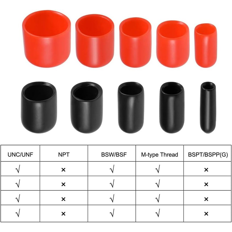 MACHSWON 50pcs Rubber End Caps 5 Sizes (3mm, 5mm, 6mm,