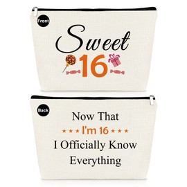 16th Birthday Gifts for Girls Makeup Bag 16 Year Old Birthday Gifts Ideas Sweet 16 Gifts for Her Cosmetic Bag 16th Birthday Gift for Daughter Granddaughter Friends Sister Niece BFF Friendship Gifts