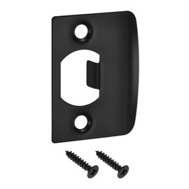 uxcell D-Type Door Strike Plate, 57mm x 45mm 201 Stainless Steel Latch Deadbolt Strike Plate for Door Frame Door Jamb, Black