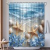 EUBTPA Starfish Shower Curtain Seacoast Sand Seashells Blue Flower Tropics