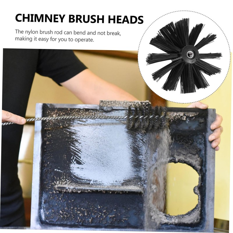 CHILDWEET Chimney Brush Head Duct Brush Replacement Easy Assemble Flexible