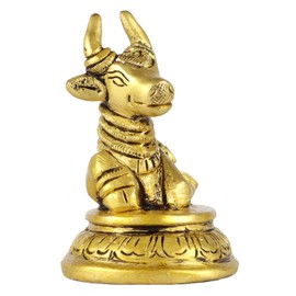 ASHIRWAD Nandi Brass Idol Statue Sculpture Murti God of Yoga Shiva Vahan Bull (Nandi-04)