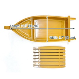 Japanese Sushi Boat Plastic Sashimi Sushi Serving Tray Boat Shaped Food Platter, Made in Japan, 11.8-inch, Yellow