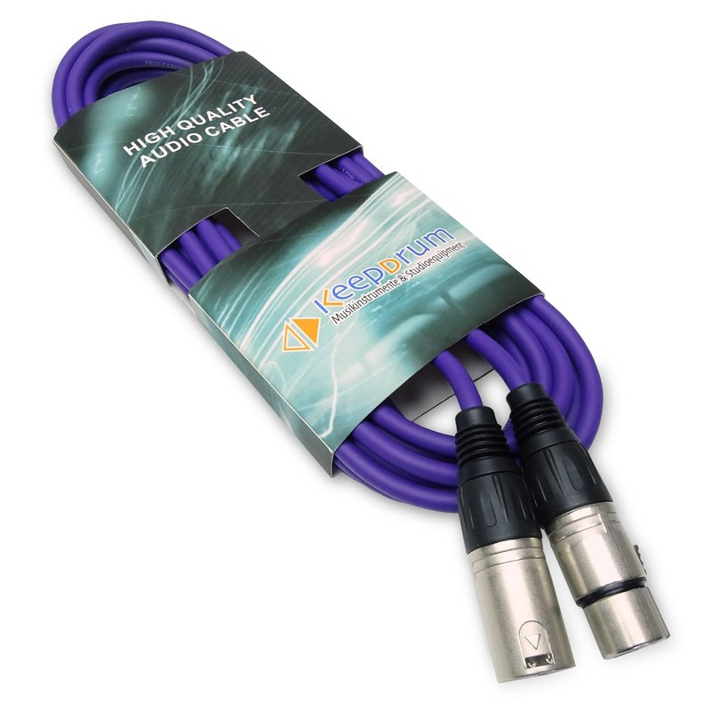 keepdrum mc001xx-10m Microphone Cable 3-Pin XLR 10m Orange Purple Pack