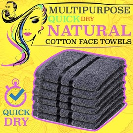 Towelogy® Luxury Egyptian Cotton Face Cloth Flannel Fingertip Towels Set 500 GSM Supersoft and Highly Absorbent Washcloths 30x30 cm (Pack 4, Charcoal Grey)