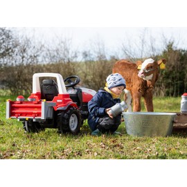 rollytoys rollyMilk 409389 Pedal Vehicles Set of 4 Milk Jugs for Pedal Tractor with Transport Tray (Fillable, Includes Removable Lid)
