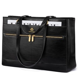 LOVEVOOK Laptop Bag for Women,15.6 Inch Vintage Work Tote Bags for Women,Leather Teacher Bag,Large Computer Bag,Waterproof Handbags Womens Briefcase Office Messenger