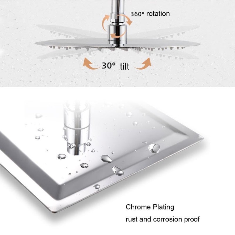 Akitbahome 10-Inch Rainfall Shower Head in Polished Chrome Finish,SUS 304