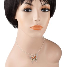 HolidayGiftShops Amber Jewelry for Women - Sterling Silver and Baltic Multicolored Amber Pendant Butterfly, Includes 925 Sterling Silver Chain - Sterling Silver Jewelry Collection, made in Poland